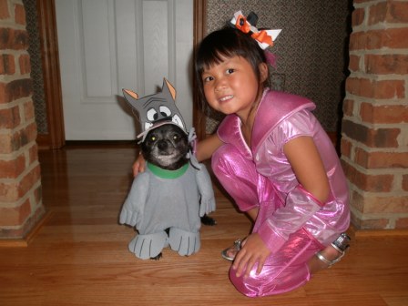 Kasen as Judy Jetson and Marley as Astro